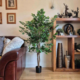 5Ft Artificial Banyan Tree 150Cm With 1008 Green Leaves & Black Pot - thumbnail 2