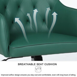 Swivel Desk Chair, Adjustable Heigh Pvc Leather Office Chair - Green - thumbnail 4