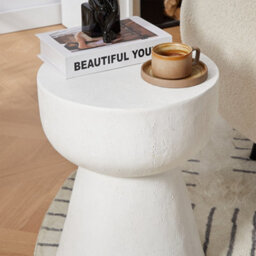 Nordlys Side Table In White Magnesite Indoor Outdoor Modern Design Style Living Room - thumbnail 5