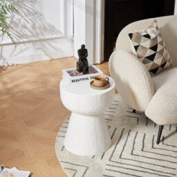 Nordlys Side Table In White Magnesite Indoor Outdoor Modern Design Style Living Room - thumbnail 7