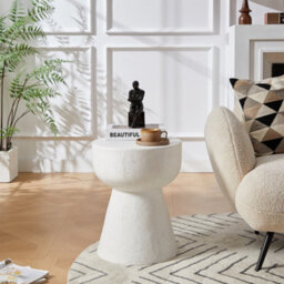 Nordlys Side Table In White Magnesite Indoor Outdoor Modern Design Style Living Room - thumbnail 3