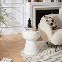 Nordlys Side Table In White Magnesite Indoor Outdoor Modern Design Style Living Room - thumbnail 8