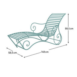 Melody Maison Large Sage Green Metal Sun Lounger - thumbnail 7