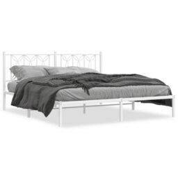 Berkfield Metal Bed Frame Without Mattress With Headboard White 183X213Cm - thumbnail 2
