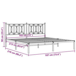 Berkfield Metal Bed Frame Without Mattress With Headboard White 183X213Cm - thumbnail 8