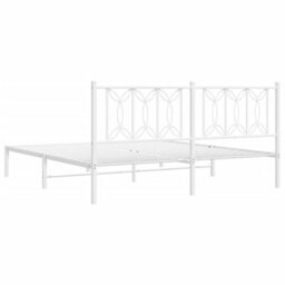 Berkfield Metal Bed Frame Without Mattress With Headboard White 183X213Cm - thumbnail 6