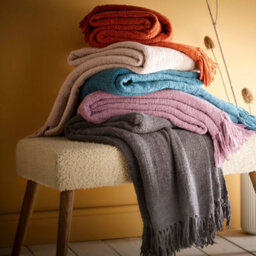 Appletree Chenille Gorgeously Soft Textured Terracotta Throw - thumbnail 4