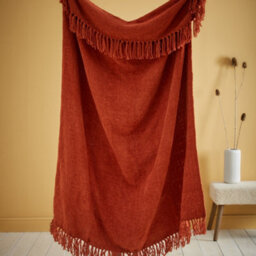 Appletree Chenille Gorgeously Soft Textured Terracotta Throw - thumbnail 3