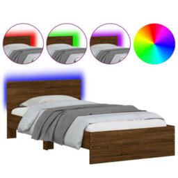 Berkfield Bed Frame Without Mattress With Led Lights Brown Oak 100X200 Cm - thumbnail 2