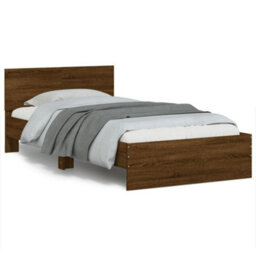 Berkfield Bed Frame Without Mattress With Led Lights Brown Oak 100X200 Cm - thumbnail 1