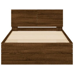 Berkfield Bed Frame Without Mattress With Led Lights Brown Oak 100X200 Cm - thumbnail 7