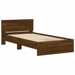 Berkfield Bed Frame Without Mattress With Led Lights Brown Oak 100X200 Cm - thumbnail 6