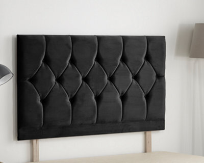 Somnior Beds Somnior  4Ft6 Ziggy Double 32 Inches Plush Black Headboard With Wooden Struts - image 1