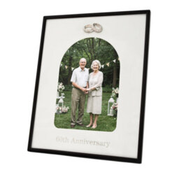 Happy Homewares 60Th Anniversary Matte Black 5X7 Picture Frame With Diamante Rings - thumbnail 1