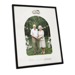 Happy Homewares 60Th Anniversary Matte Black 5X7 Picture Frame With Diamante Rings - thumbnail 2