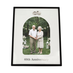 Happy Homewares 60Th Anniversary Matte Black 5X7 Picture Frame With Diamante Rings - thumbnail 3