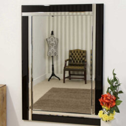 Mirroroutlet Aston Black Double Bevelled All Glass Mirror 70 X 100Cm - thumbnail 1