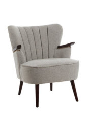 Orsina Vibrant Taupe Fabric Armchair For Livingrooms, Comfortable Highback Textured Taupe Chair For Bedrooms - thumbnail 2