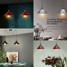 2 Head Spider Light With 2M Adjustable Cables, Vintage 22Cm Metal Brushed Silver Shade Pendant Lamp Fixture For  Indoor Lighting - thumbnail 8