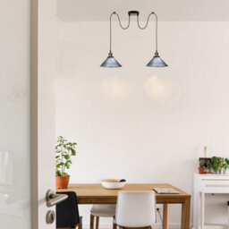 2 Head Spider Light With 2M Adjustable Cables, Vintage 22Cm Metal Brushed Silver Shade Pendant Lamp Fixture For  Indoor Lighting - thumbnail 4