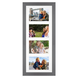 AK Frames 50X20Cm Dark Grey Modern Multi Photo Frame With White Mount - Holds 4 Apertures (4X) 6X4 Photos - thumbnail 1