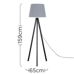 Valuelights Barbro Black Tripod Floor Lamp With Grey Tapered Shade - thumbnail 5