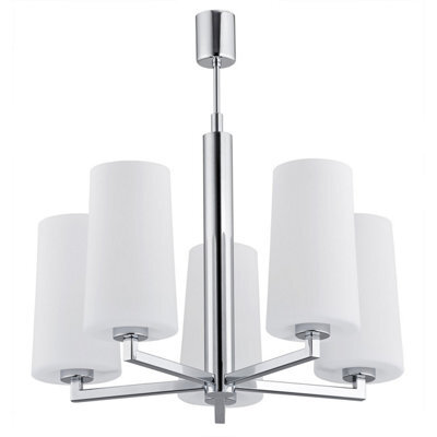 Luminosa Lighting Luminosa Camelot Multi Arm Pendant Ceiling 5 Light Chrome Base, Glass Opal Matt - image 1