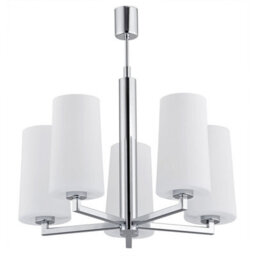 Luminosa Lighting Luminosa Camelot Multi Arm Pendant Ceiling 5 Light Chrome Base, Glass Opal Matt - thumbnail 1