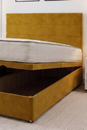"Knight Sleep York Ottoman Bed Mustard Plush 4Ft6 With Mattress & 24""headboard - Double" - thumbnail 2