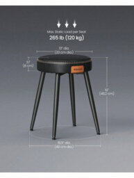 LEDREM Collection - Dining Stools Set Of 2, Upholstered Kitchen Stools, Synthetic Leather With Stitching, 48.2 Cm Tall, Ink Black - thumbnail 5