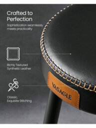 LEDREM Collection - Dining Stools Set Of 2, Upholstered Kitchen Stools, Synthetic Leather With Stitching, 48.2 Cm Tall, Ink Black - thumbnail 4