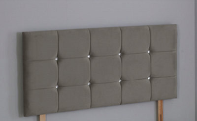Comfy Deluxe 3Ft  Single 26Inch     Grey Plush Cube Headboard