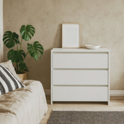 Wyld Haus Salzburg 3-Drawer White Wooden Chest - Scandinavian Compact Dresser - thumbnail 1