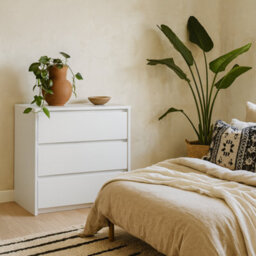 Wyld Haus Salzburg 3-Drawer White Wooden Chest - Scandinavian Compact Dresser - thumbnail 2