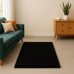 Uetian Black Shaggy Rug 80X150Cm With 5Cm Thick Pile Soft Modern Floor Carpet - thumbnail 6
