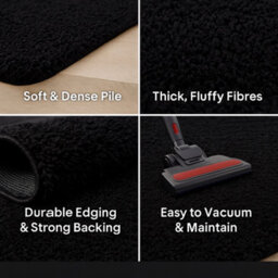 Uetian Black Shaggy Rug 80X150Cm With 5Cm Thick Pile Soft Modern Floor Carpet - thumbnail 8