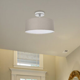 Happy Homewares Contemporary Grey Linen Fabric Semi Flush Ceiling Light Fixture With Diffuser - thumbnail 5