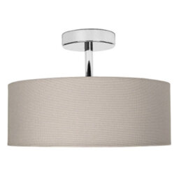 Happy Homewares Contemporary Grey Linen Fabric Semi Flush Ceiling Light Fixture With Diffuser - thumbnail 2