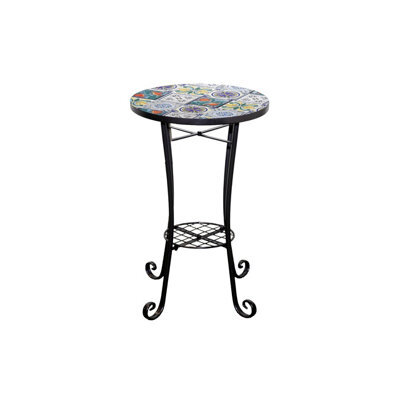 Shatchi 35Cm Mosaic Plant Stand And Side Table With Ceramic Tile Top For Indoor And Outdoor Use - image 1