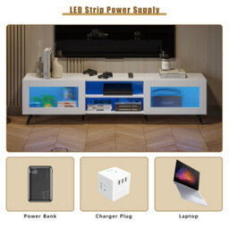 Keepreaper Sleek White Tv Stand For 32-70 Inch Tvs With 2 Acrylic Doors And 58-Inch Media Console Tv Unit - thumbnail 8