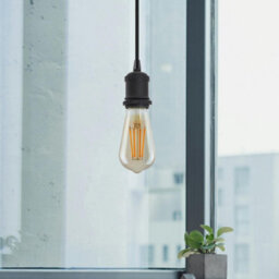 Ledsone Industrial Vintage Pendant Light Black E27, 1M Adjustable Cable, Metal For Kitchen & Bar - With Bulb - thumbnail 4
