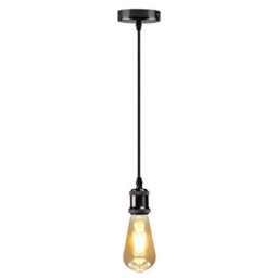 Ledsone Industrial Vintage Pendant Light Black E27, 1M Adjustable Cable, Metal For Kitchen & Bar - With Bulb - thumbnail 1