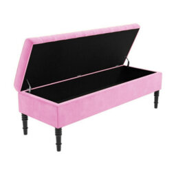 Safar 90Cm Ottoman Storage Bench - Plush Velvet Shoe Bench - Pink Lined Upholstery Storage Footstool - thumbnail 5