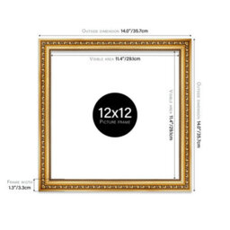 12X12 Gold Ornate Picture Frame (30.5 X 30.5Cm) Poster, Photo, Artwork, Gallery Wall Or Print - thumbnail 2
