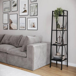 Urbn-Living Urbnliving Modern Bookcase 4 Tier Industrial Storage Display Shelf Steel Frame Freestanding - Black - thumbnail 3