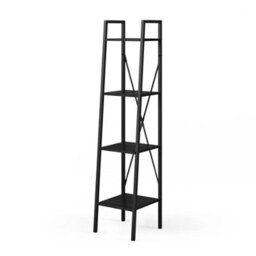 Urbn-Living Urbnliving Modern Bookcase 4 Tier Industrial Storage Display Shelf Steel Frame Freestanding - Black