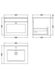 Balterley Swynnerton Traditional 1 Drawer Wall Hung Vanity Unit With Basin, Satin Green, 600mm - thumbnail 5