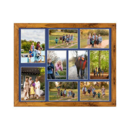 AK Frames 20X16 Rustic Oak Modern Multi Photo Frame With Blue Mount - Holds 9 Apertures (2X) 7X5, (7X) 6X4 Photos - thumbnail 1