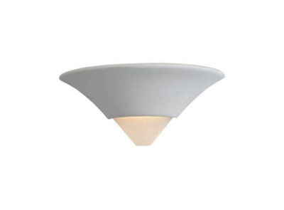Luminosa Lighting Ceramic 1 Light Indoor Wall Uplighter - 100W Unglazed, Acid White Glass, E27