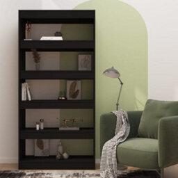 Berkfield Book Cabinet/room Divider Black 80X30X166 Cm Engineered Wood - thumbnail 3